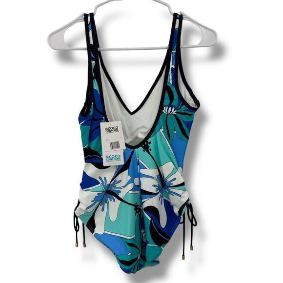 NEW Coco Reef Blue White Floral One Piece Swimsuit Size 14 Bra Size 38C NWT - Picture 5 of 11